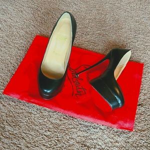 Louboutin Matte Black Leather Heels